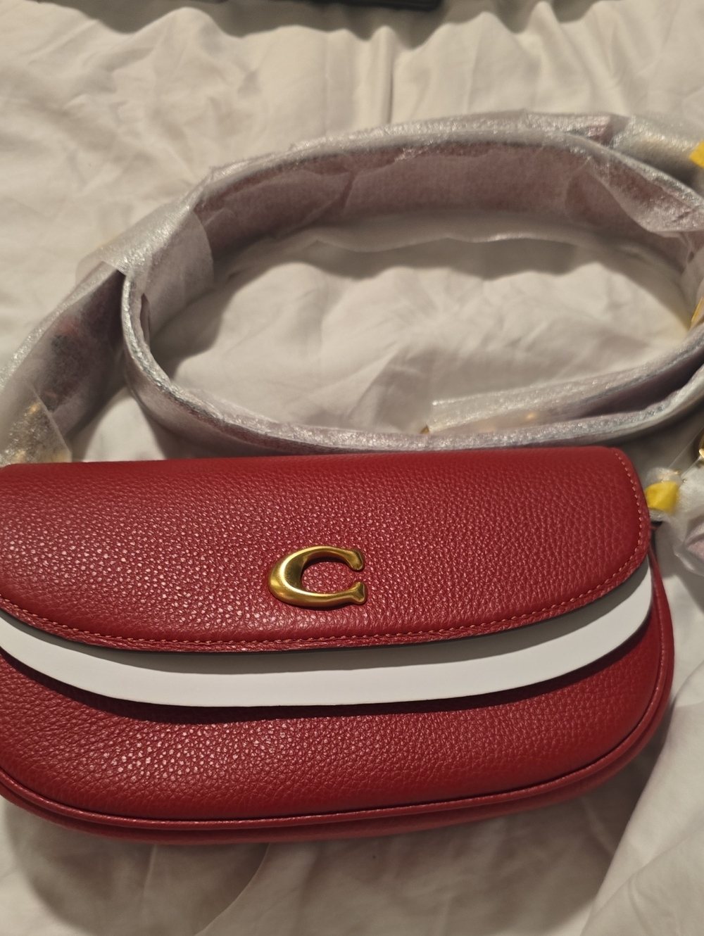 Coach Poppy Brand New With Tags Red Leather Crossbody Bag with Gold Accent